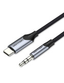 Cable Conversor Audio Vention BGKHF/ USB Tipo-C Macho - Jack 3.5 Macho/ 1m/ Gris