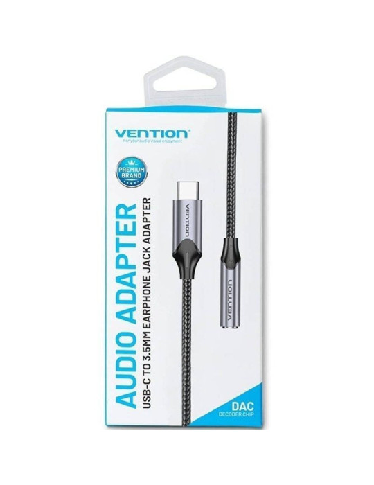 Adaptador Audio Vention BGMHA/ Jack 3.5 Hembra - USB Tipo-C Macho/ 10cm/ Gris