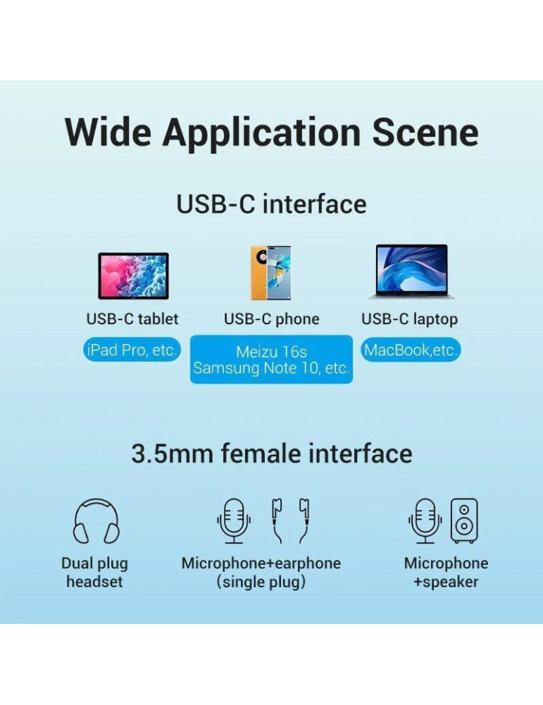 Cable Conversor USB Tipo-C Vention BGNHY/ USB Tipo-C Macho - 2x Jack 3.5 Hembra/ 30cm/ Gris