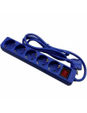 Regleta con Interruptor Phasak BN 0825/ 5 Tomas de Corriente/ Cable 1.8m/ Azul