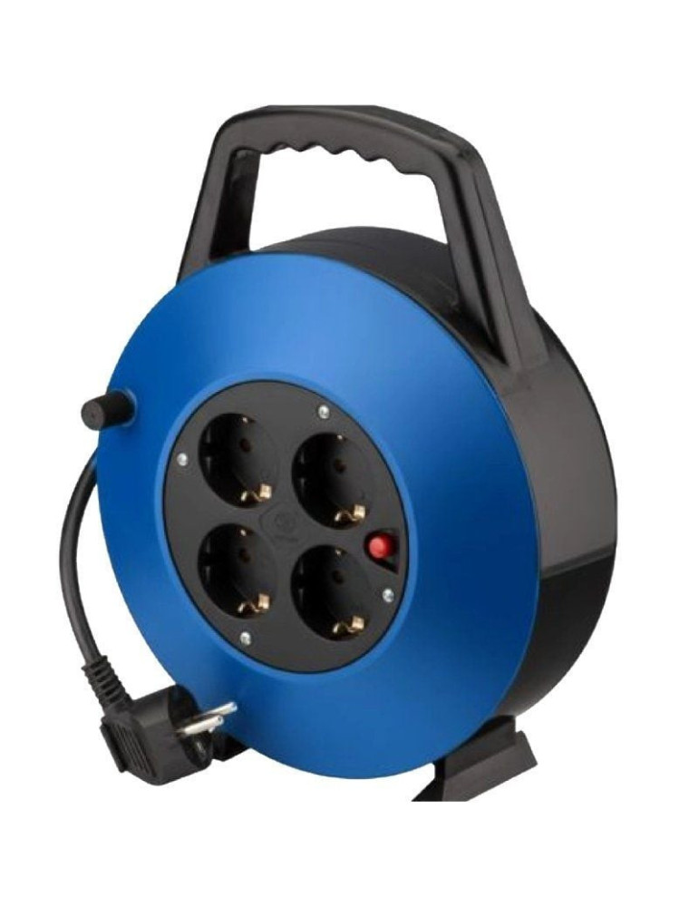 Regleta enrollable Phasak BN 3411/ 4 Tomas de Corriente/ Cable 10m/ Azul