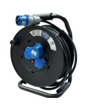 Regleta enrollable Phasak BN 3478/ 2 Tomas de corriente/ 1 Enchufe industrial 2P+TT/ Cable 40m/ Negro y Azul