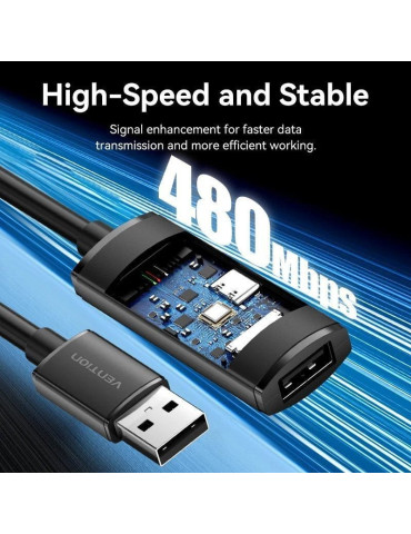 Cable Alargador USB 2.0 Vention CBKBL/ USB Macho - USB Hembra/ 480Mbps/ 10m/ Negro 2
