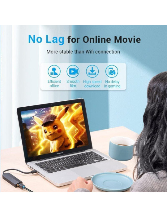 Hub USB 3.0 Vention CHNBB/ RJ45/ 3xUSB/ 1xMicroUSB PD