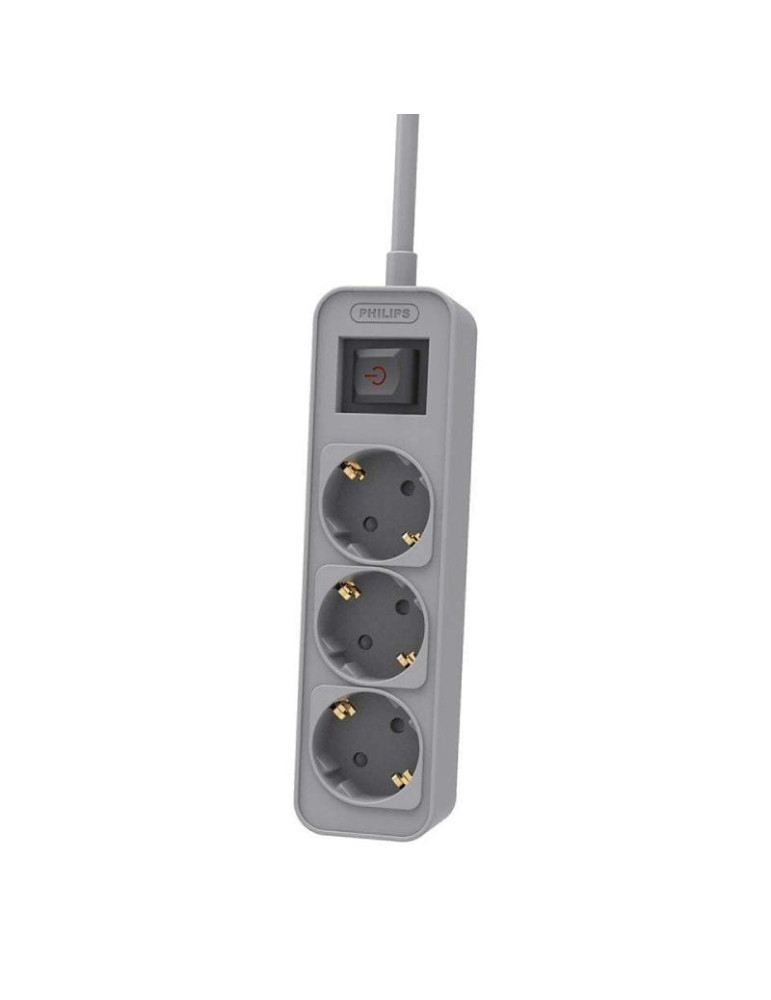 Regleta con Interruptor Philips CHP2134G/ 3 Tomas de corriente/ Cable 1.5m/ Gris