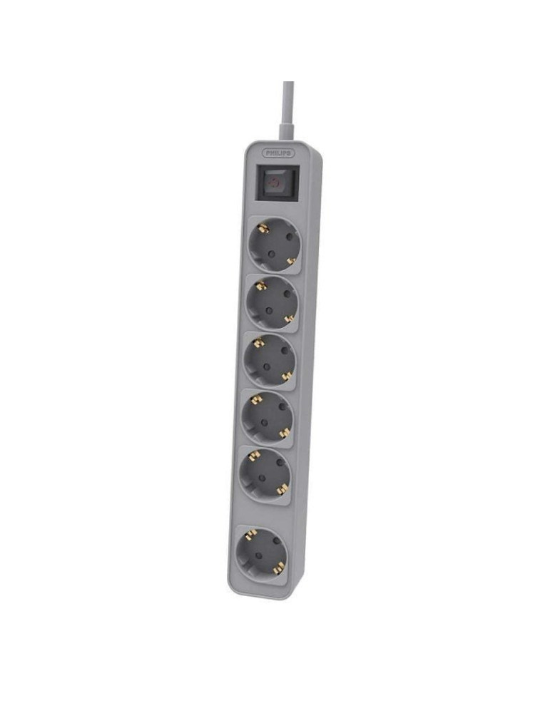 Regleta con Interruptor Philips CHP2164G/10/ 6 Tomas de corriente/ Cable 1.5m/ Gris