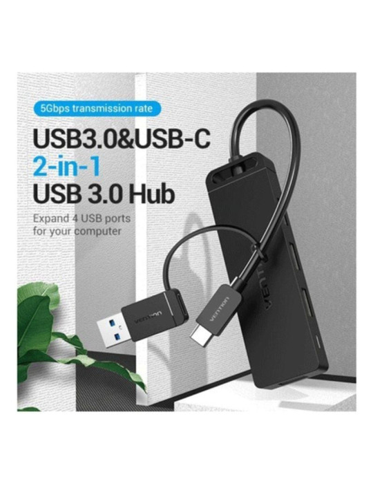 Hub USB 3.0 y Tipo-C Vention CHTBB/ 4xUSB/ USB Tipo-C PD