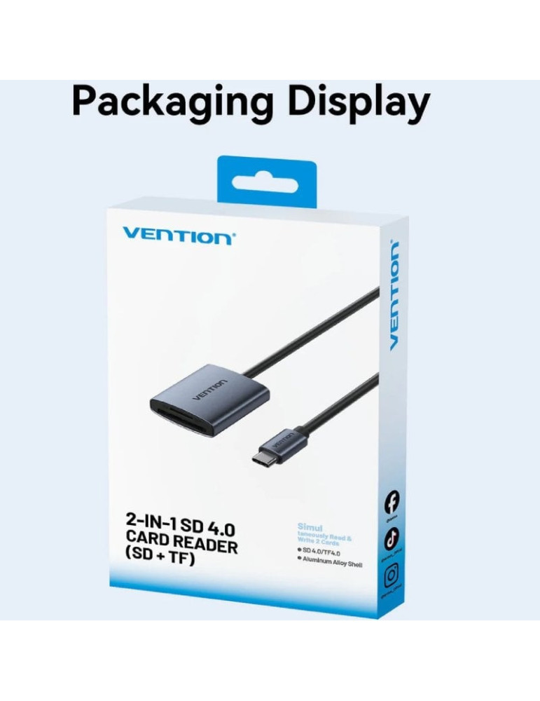 Lector de Tarjetas Externo Vention CLOHB/ USB Tipo-C