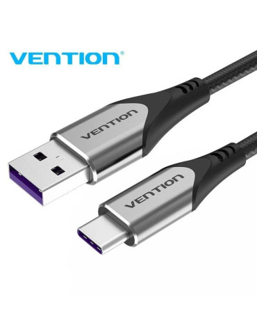 Cable USB 2.0 Tipo-C Vention COFHG/ USB Tipo-C Macho - USB Macho/ Hasta 100W/ 480Mbps/ 1.5m/ Gris