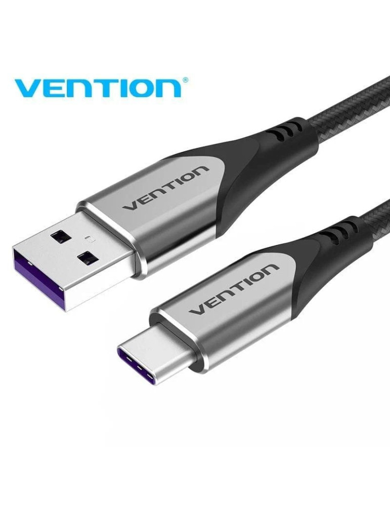 Cable USB 2.0 Tipo-C Vention COFHG/ USB Tipo-C Macho - USB Macho/ Hasta 100W/ 480Mbps/ 1.5m/ Gris