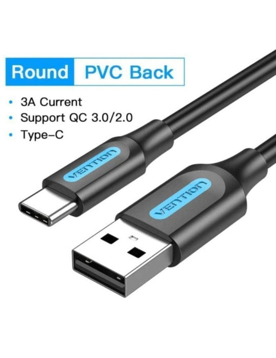 Cable USB 2.0 Tipo-C Vention COKBI/ USB Macho - USB Tipo-C Macho/ 480Mbps/ 3m/ Gris