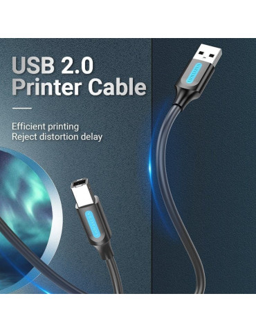 Cable USB 2.0 Impresora Vention COQBF/ USB Tipo-B Macho - USB Macho/ 480Mbps/ 1m/ Negro 2