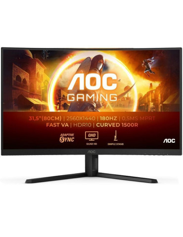 Monitor Gaming Curvo AOC CQ32G4VE 31.5"/ QHD/ 0.5ms/ 180Hz/ VA/ Negro