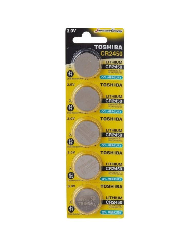 Pack de 5 Pilas de Botón Toshiba CR2450/ 3V/ Alcalinas