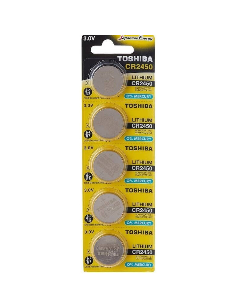 Pack de 5 Pilas de Botón Toshiba CR2450/ 3V/ Alcalinas