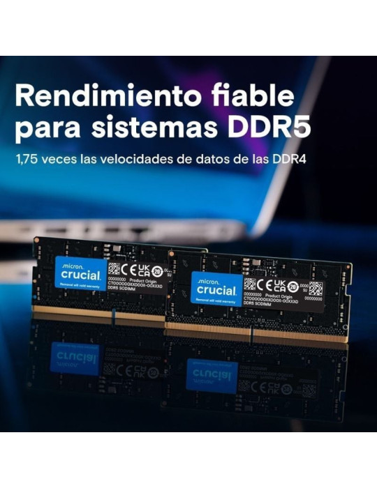Memoria RAM Crucial 16GB/ DDR5/ 4800MHz/ 1.1V/ CL40/ SODIMM