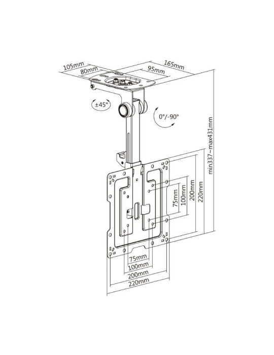 Soporte de Techo Giratorio/ Plegable Aisens CT43S-187 para TV de 19-43"/ hasta 20kg