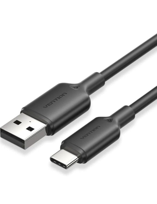 Cable USB 2.0 Tipo-C Vention CTQBH/ USB Tipo-C Macho - USB Macho/ Hasta 60W/ 480Mbps/ 2m/ Negro