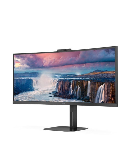 Monitor Profesional Curvo Ultrapanorámico AOC CU34V5CW/BK 34"/ UWQHD/ Webcam/ Multimedia/ Regulable en altura/ Negro