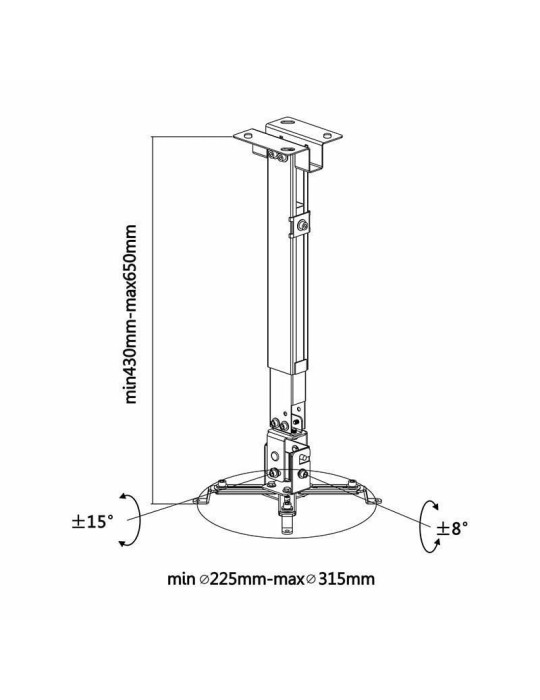 Soporte de Techo/ Pared para Proyector Aisens CWP01TSE-047/ Inclinable/ Extensible/ hasta 20kg