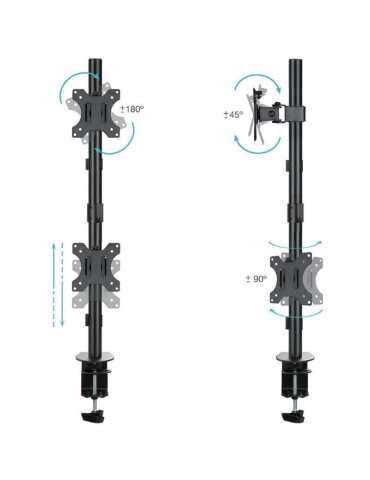 Soporte de Mesa para 2 Monitores TooQ DB1233TNV-B/ Giratorio/ Inclinable/ hasta 8kg 2