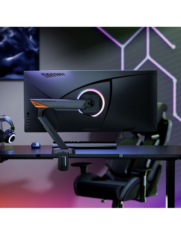 Soporte de Mesa Gaming para Monitor Aisens DT49TSRRGB-347/ Giratorio/ Inclinable/ hasta 16kg/ con Iluminación RGB