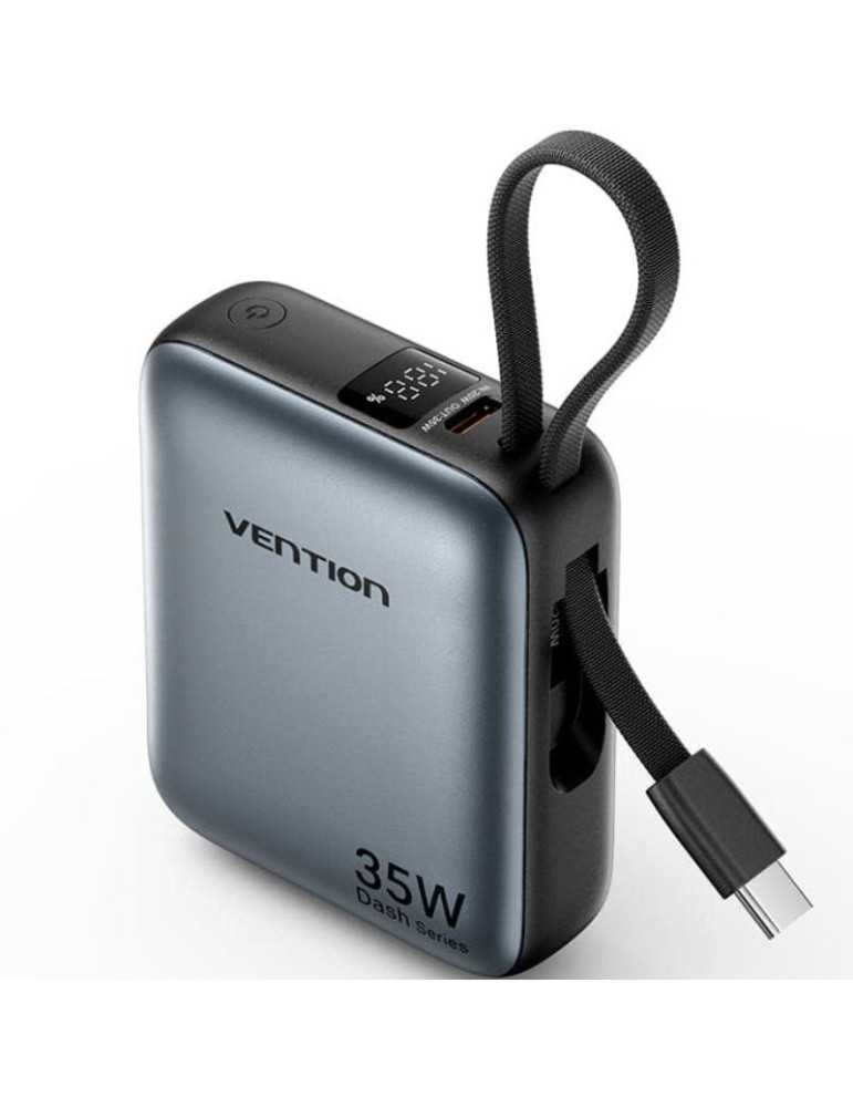 Powerbank 10000mAh Vention FHFH0/ 35W/ Gris/ Incluye Cable USB Tipo-C