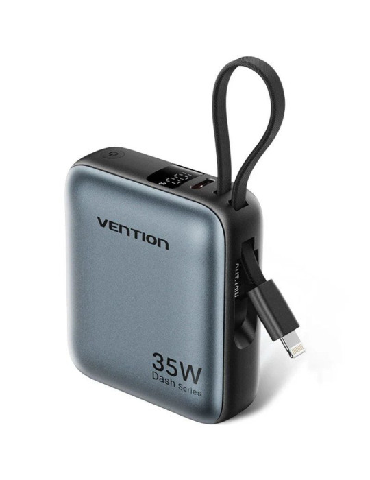 Powerbank 10000mAh Vention FHFN0/ 35W/ Gris/ Incluye Cable USB TIpo-C y Lightning