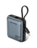 Powerbank 10000mAh Vention FHFN0/ 35W/ Gris/ Incluye Cable USB TIpo-C y Lightning