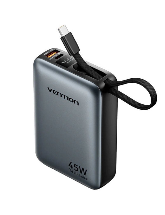 Powerbank 20000mAh Vention FHGH0/ 45W/ Gris/ Incluye Cable USB Tipo-C