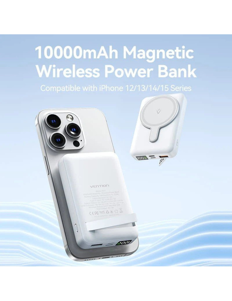 Powerbank 10000mAh Vention FHTB0/ 22.5W/ Wireless/ Negra