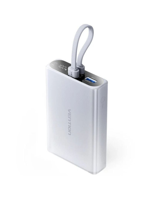 Powerbank 10000mAh Vention FHZM0/ 22.5W/ Gris/ Incluye Cable USB Tipo-C y Lightning