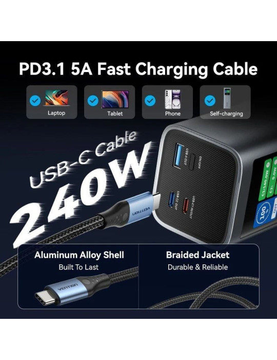 Powerbank 27000mAh Vention FKEH0/ 140W/ Gris