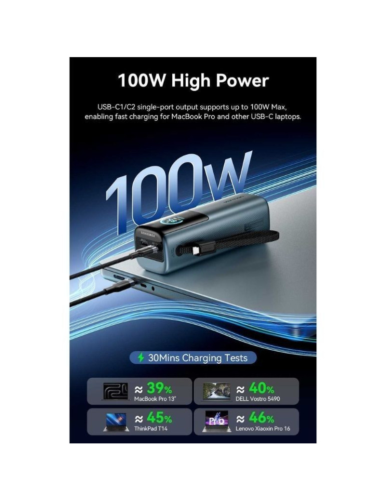 Powerbank 20000mAh Vention FKFH0/ 165W/ Gris/ Incluye Cable USB Tipo-C