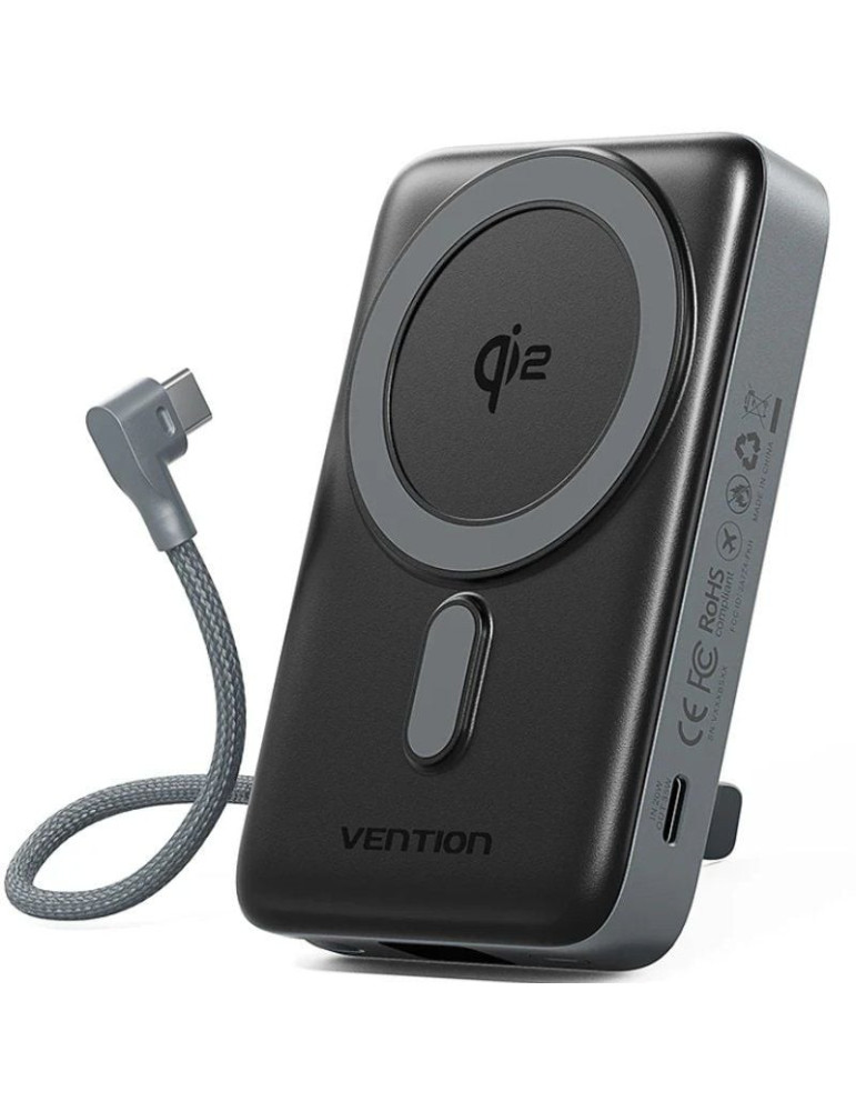 Powerbank 10000mAh Vention FKHH0/ 35W/ Wireless/ Gris/ Incluye Cable USB Tipo-C