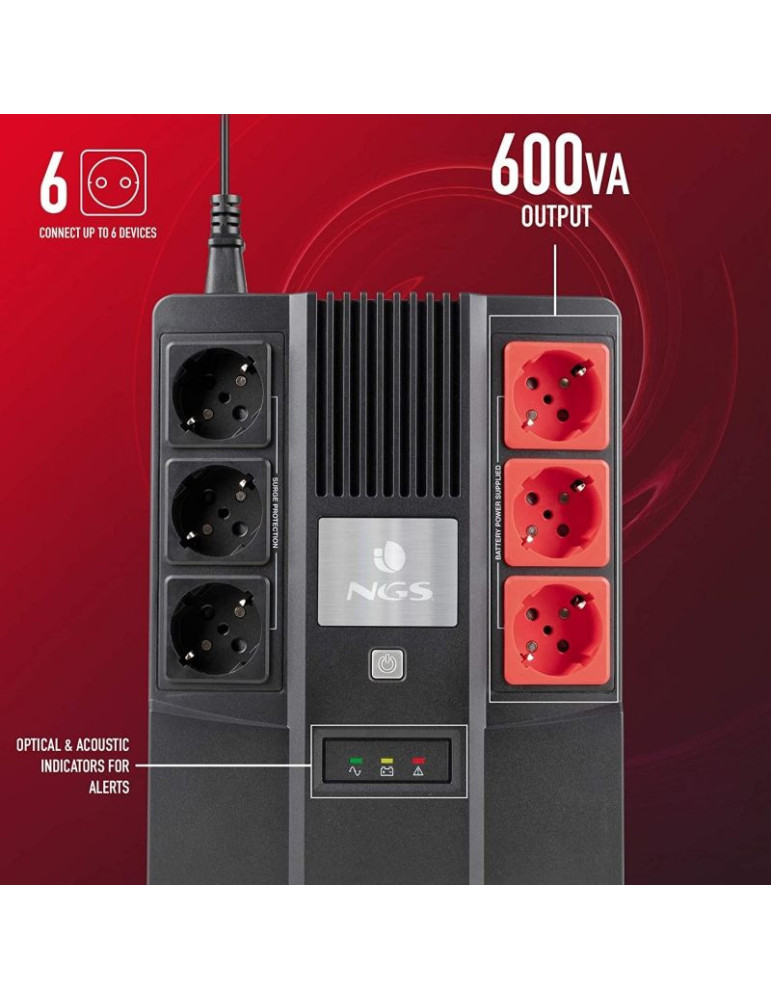 SAI Offline NGS Fortress Bunker/ 600VA-360W/ 6 Salidas/ Formato Bloque