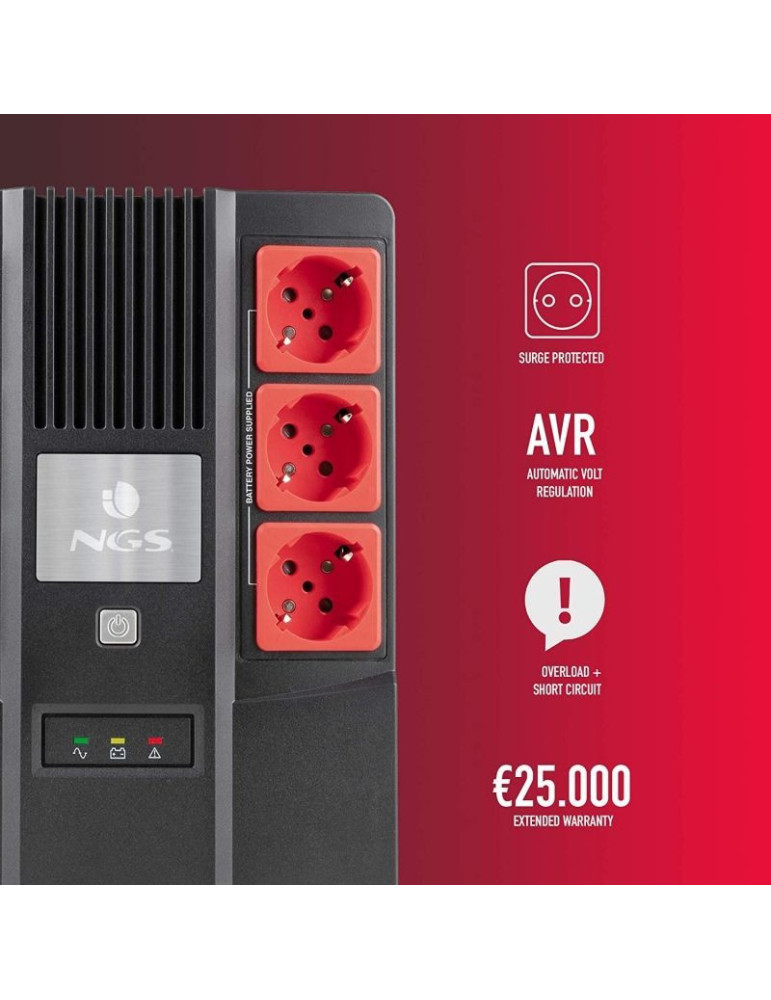 SAI Offline NGS Fortress Bunker/ 600VA-360W/ 6 Salidas/ Formato Bloque