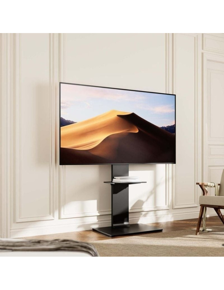 Soporte de Suelo Inclinable/ Giratorio con Bandeja DVD Aisens FT86TSE-399 para TV de 37-86"/ hasta 50kg