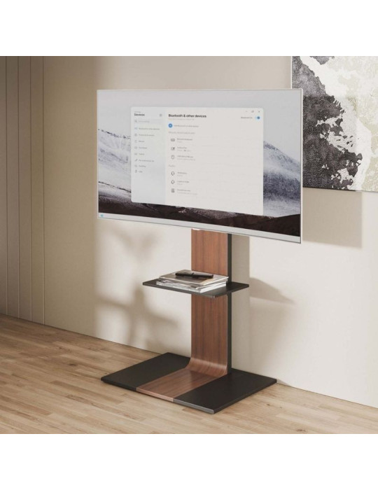 Soporte de Suelo Inclinable/ Giratorio con Bandeja DVD Aisens FT86TSE-401 para TV de 37-86"/ hasta 50kg