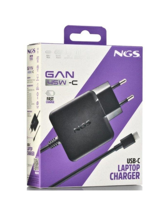 Cargador de Portátil NGS GAN 45W-C USB Tipo-C/ 45W/ Automático/ Voltaje 5-20V