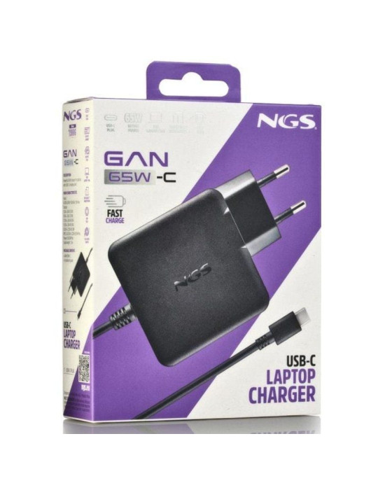 Cargador de Portátil NGS GAN 65W-C USB Tipo-C/ 65W/ Automático/ Voltaje 5-20V