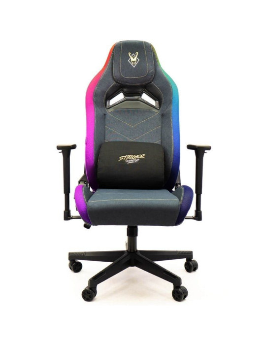 Silla Gaming Woxter Stinger Station Elite/ Luces LED/ Dorada y Plata