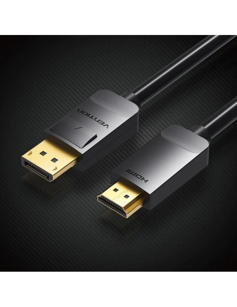 Cable Conversor Vention HADBG/ Displayport Macho - HDMI Macho/ 1.5m/ Negro