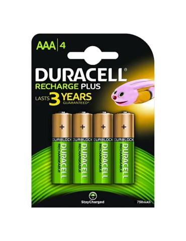 Pack de 4 Pilas AAA Duracell HR3-B/ 1.2V/ Recargables