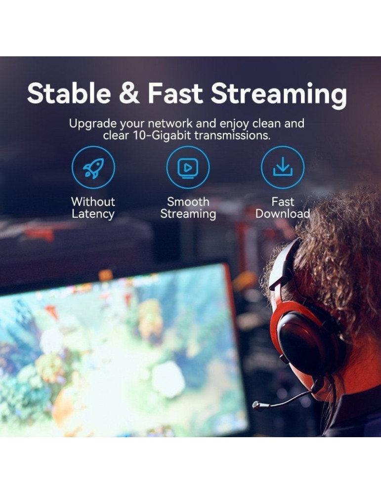 Cable de Red RJ45 UTP Vention IBOWD Cat.6A/ 50cm/ Cabeza Rotatoria 360 / Blanco