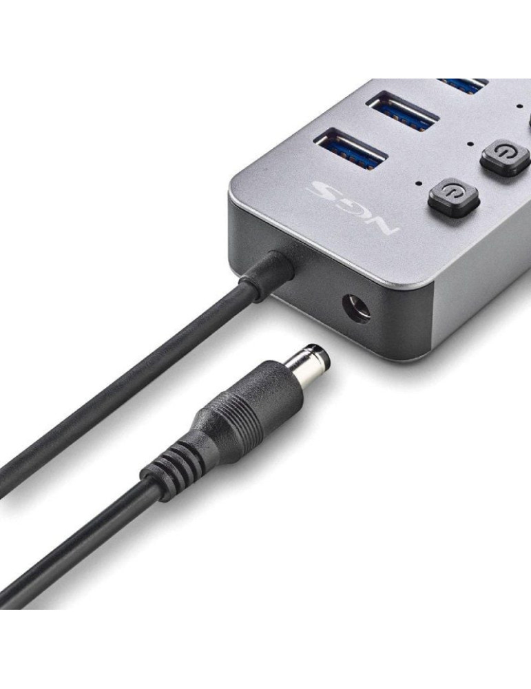 Hub USB NGS IHUB10/ 10xUSB 3.0/ Gris