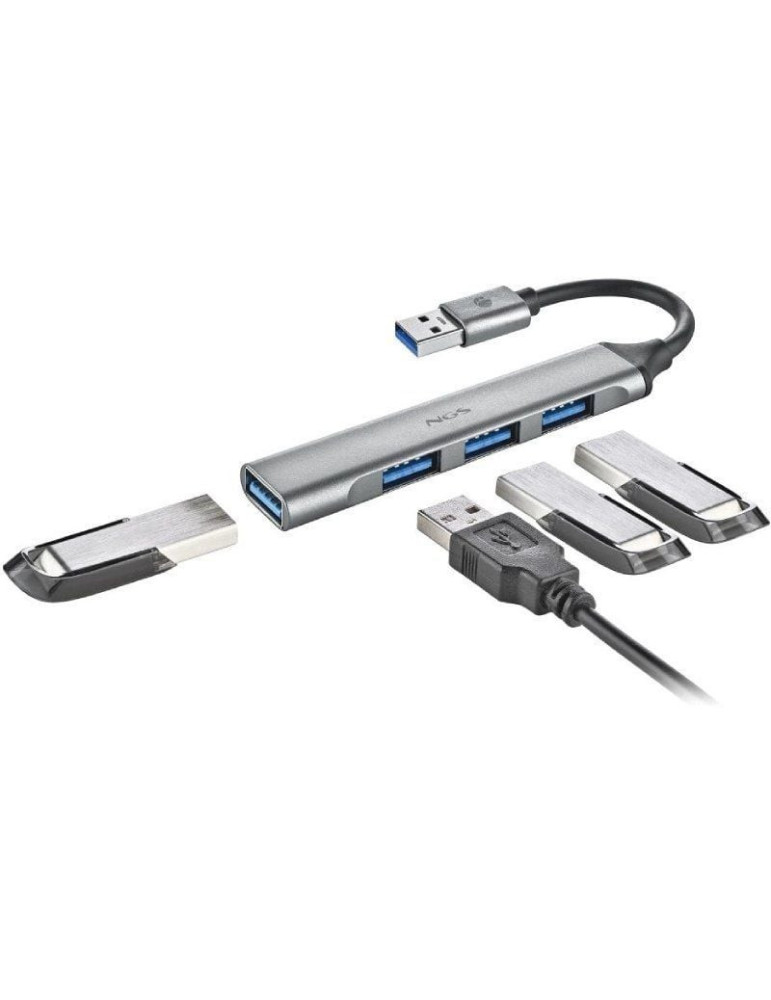 Hub USB NGS IHUB4 Micro/ 4xUSB/ Gris