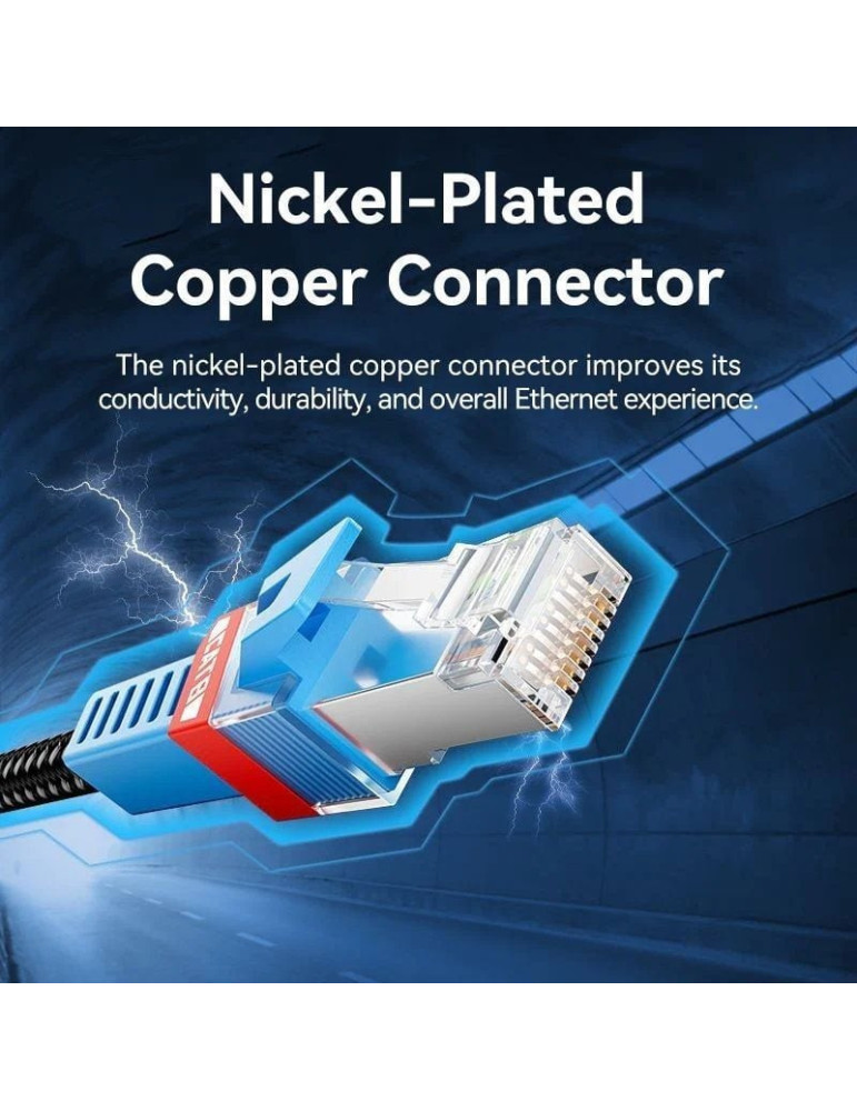 Cable de Red RJ45 SFTP Vention IKJBF Cat.8/ Gaming/ 1m/ Negro