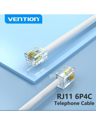 Cable de Teléfono RJ11 6P4C Vention IQBWI/ 3m/ Blanco 2