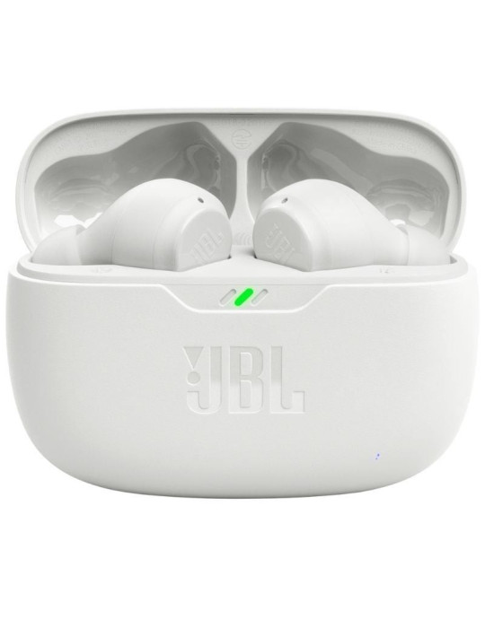 Auriculares Bluetooth JBL Wave Beam con estuche de carga/ Autonomía 8h/ Blanco